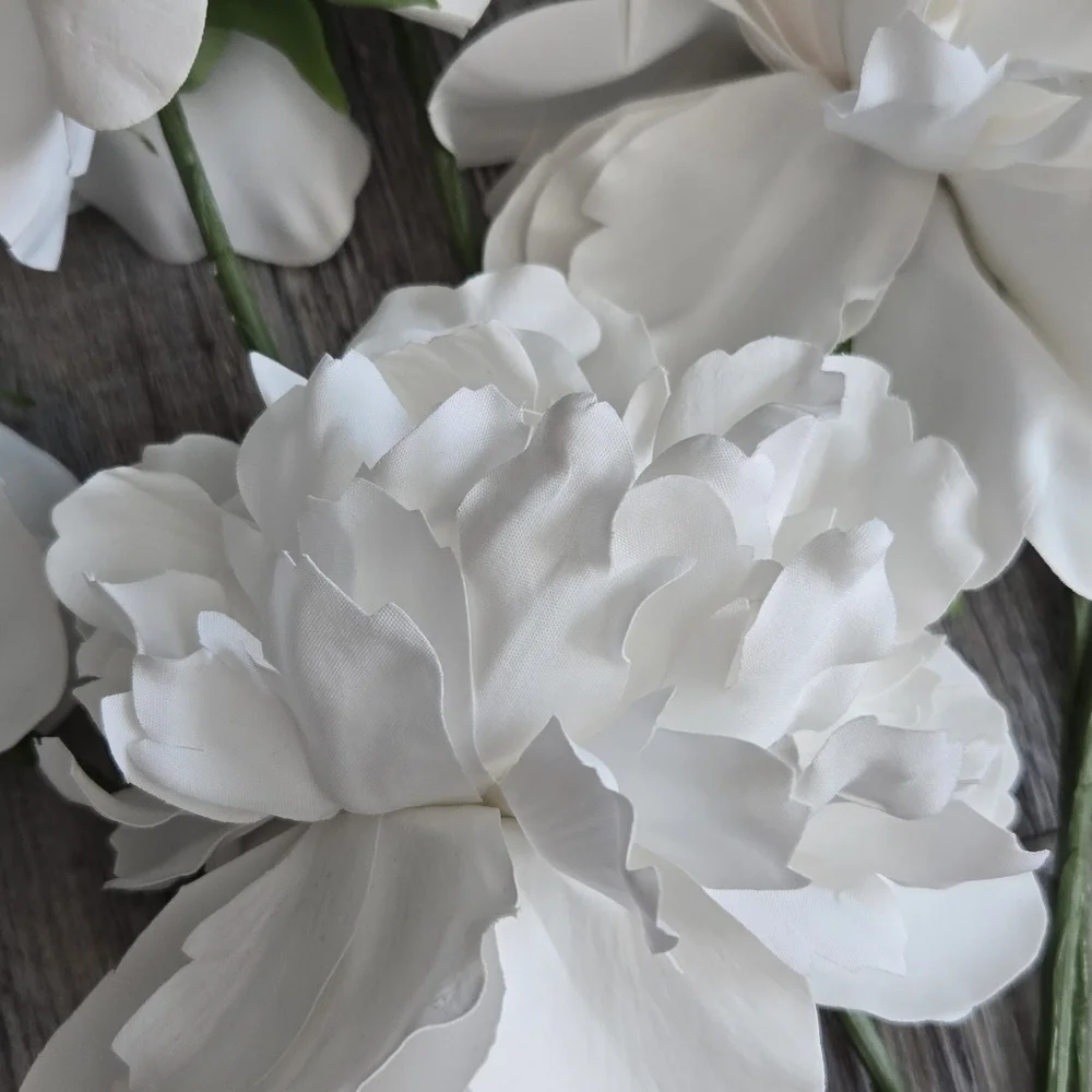 Elegant White Faux Peony Bouquet
